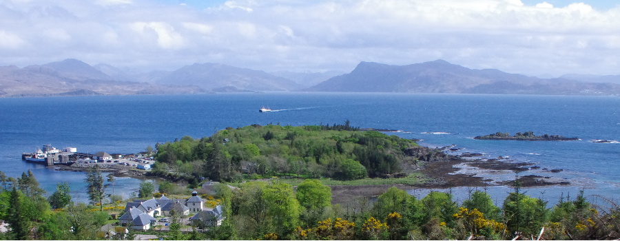 Arial photo of Rubha Phoil and Armadale Ferry Port